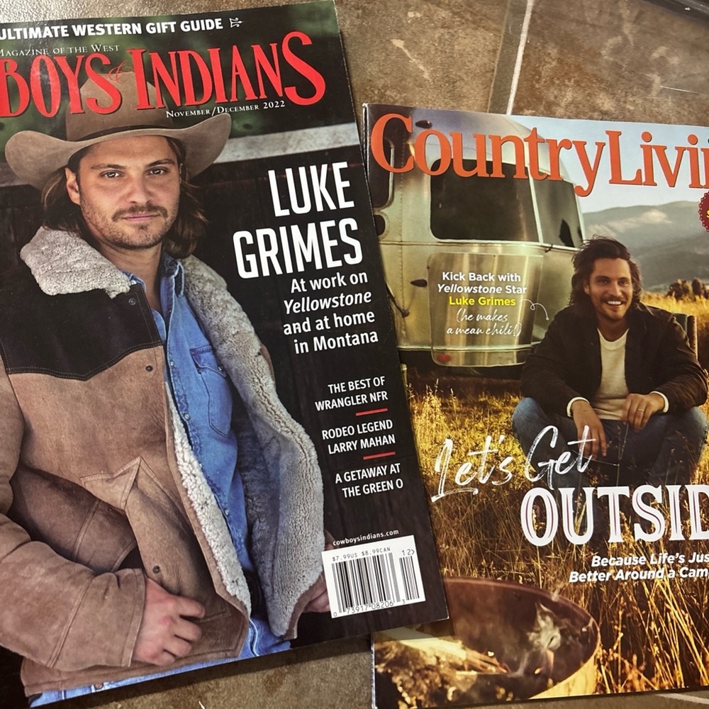 2 magazine issues featuring Luke Grimes Cowboys & Indians & Country Living